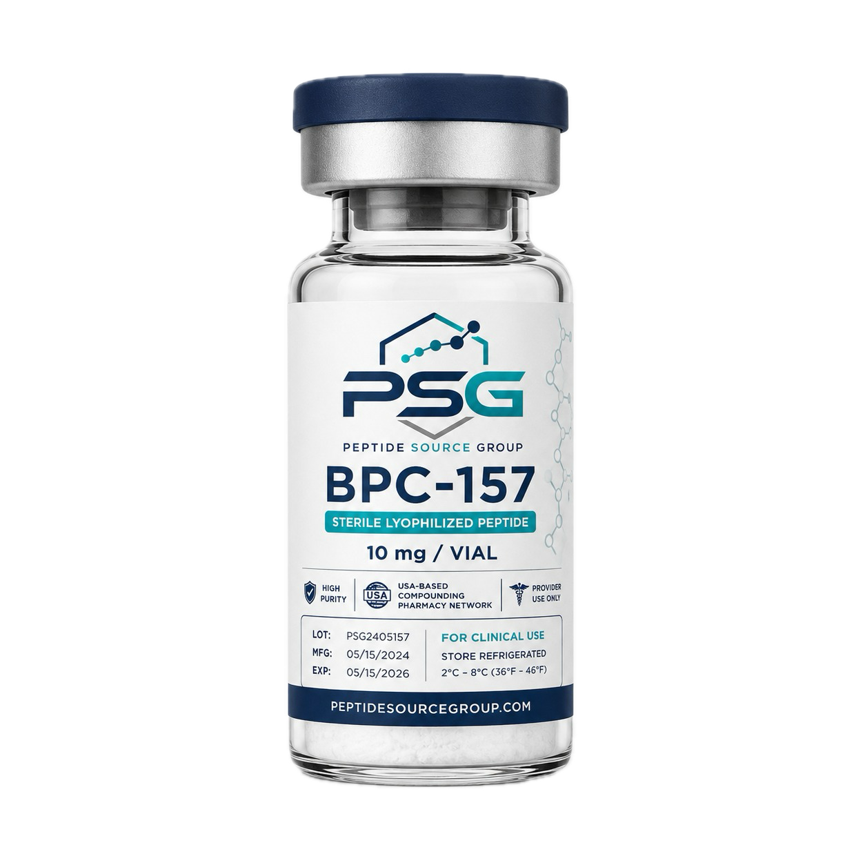 Peptide Source Group BPC-157 sterile lyophilized peptide vial