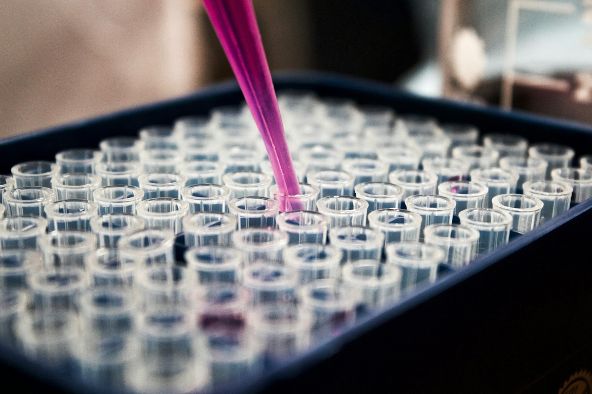 Laboratory pipette and sample tubes used in analytical testing